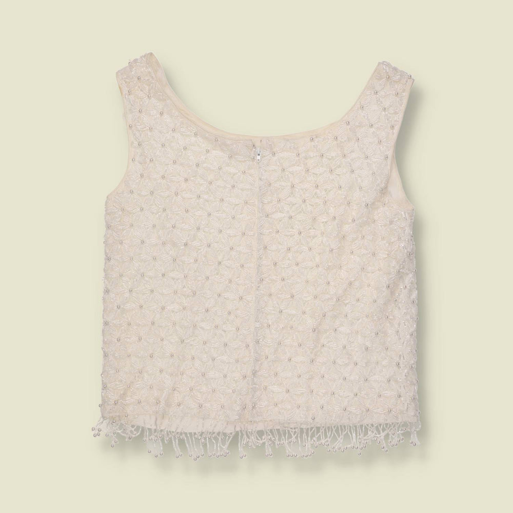 1980s | Heavyweight Beaded Top | Ivory - 6