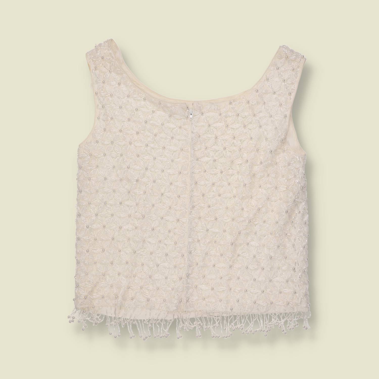 1980s | Heavyweight Beaded Top | Ivory - 6