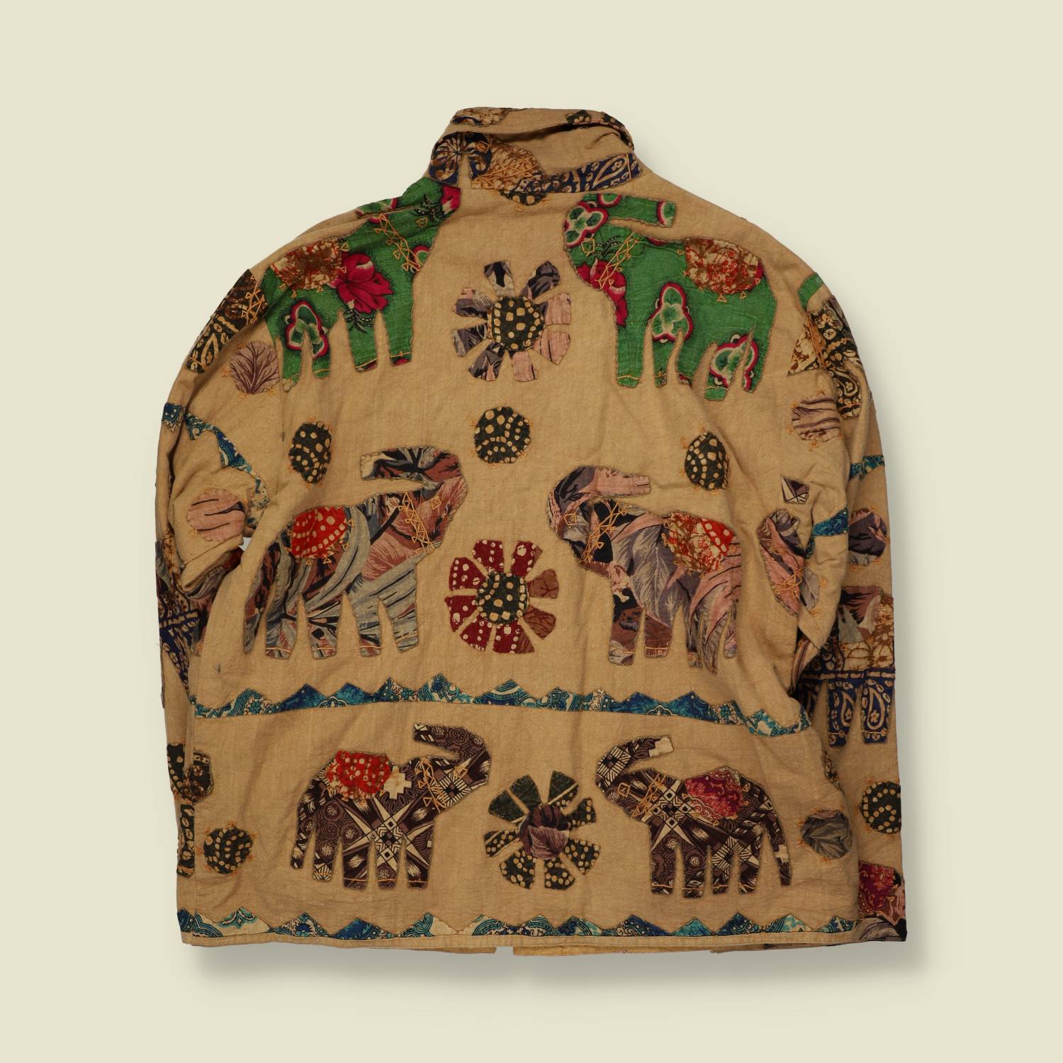 1980s | Tropical Fashion | Elephant Patchwork Jacket | Beige - 18