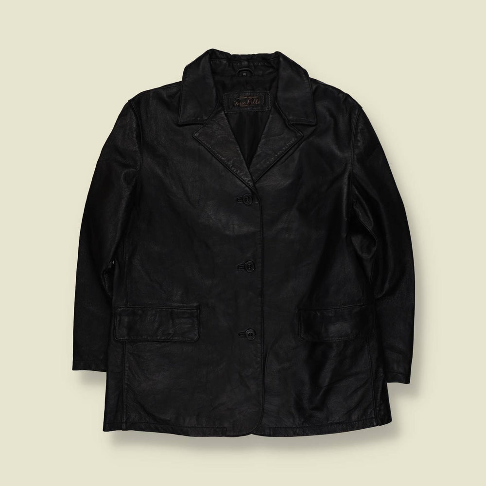 1990s | Vera Pelle | Leather Jacket | Black - 14