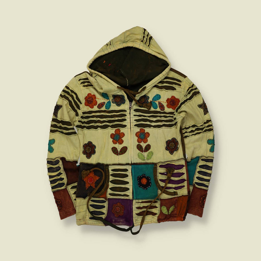 1990s/2000s | Patchwork Hooded Top | Cream - 8