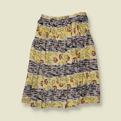 1950s | Cotton Novelty Print Skirt | Yellow - w32