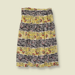 1950s | Cotton Novelty Print Skirt | Yellow - w32
