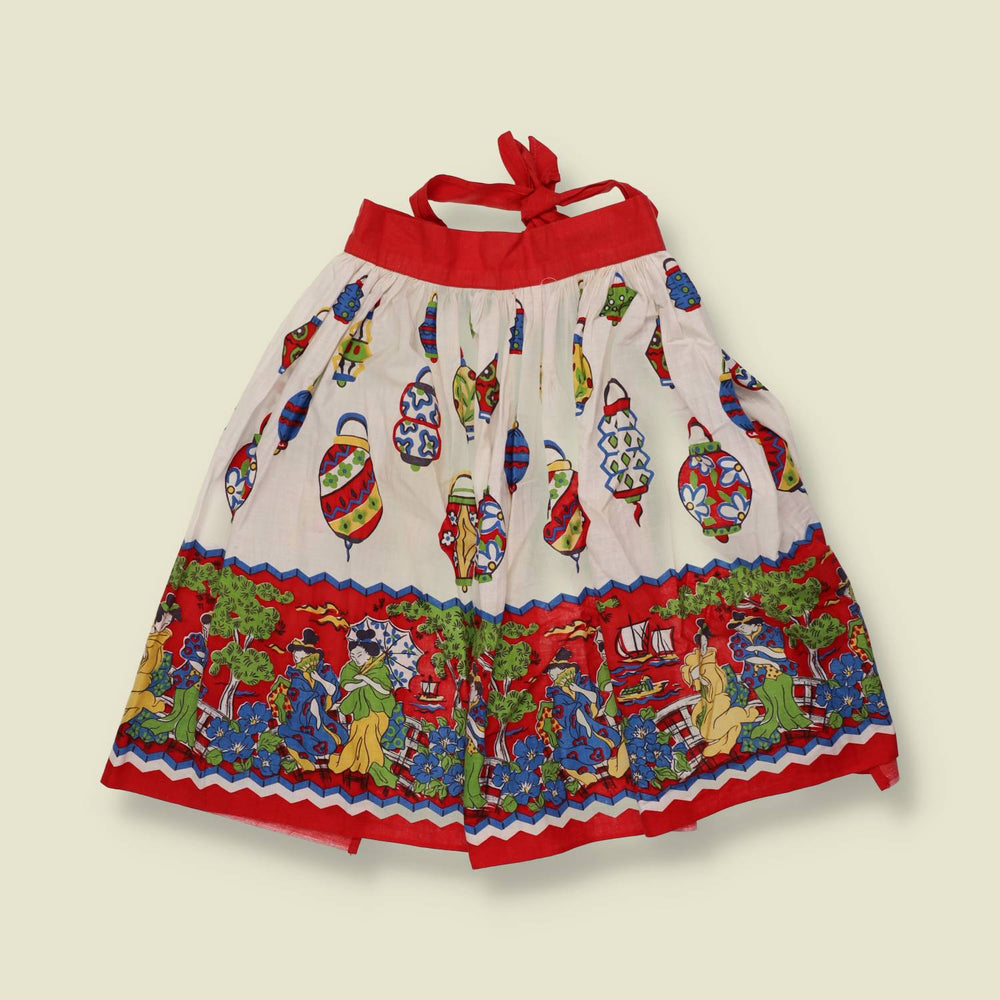 1950s | Novelty Print Tie Apron Skirt | Multi - One size