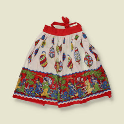 1950s | Novelty Print Tie Apron Skirt | Multi - One size