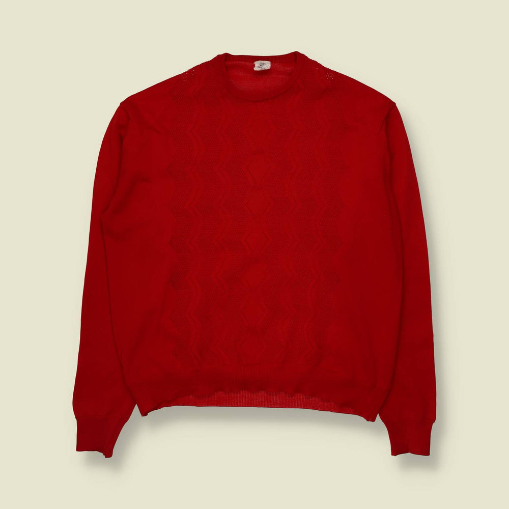 1970s | Textured Knit Top | Red - 14