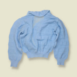 1970s | Textured Knit Cardigan | Baby Blue - 10