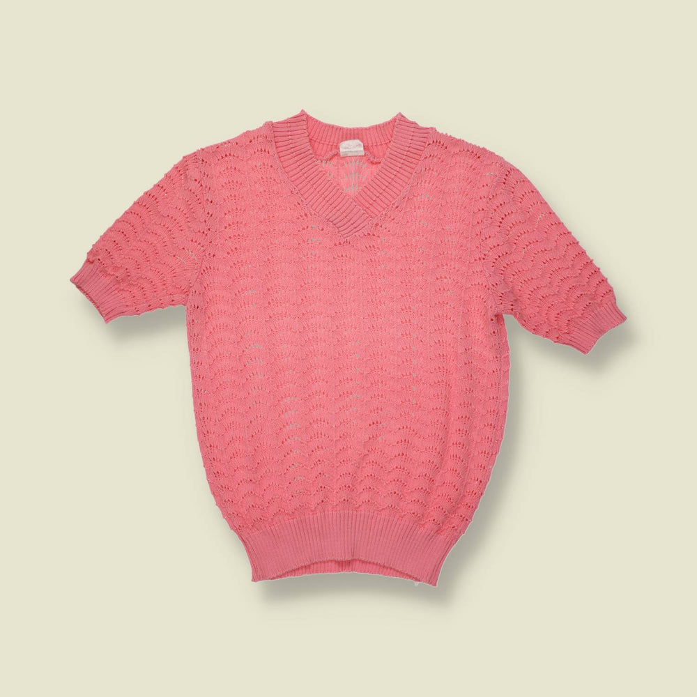 1970s | Crochet Knit Top | Pink - 6
