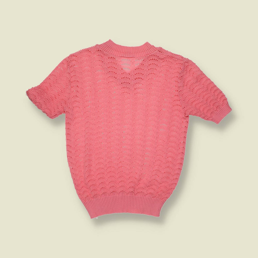 1970s | Crochet Knit Top | Pink - 6