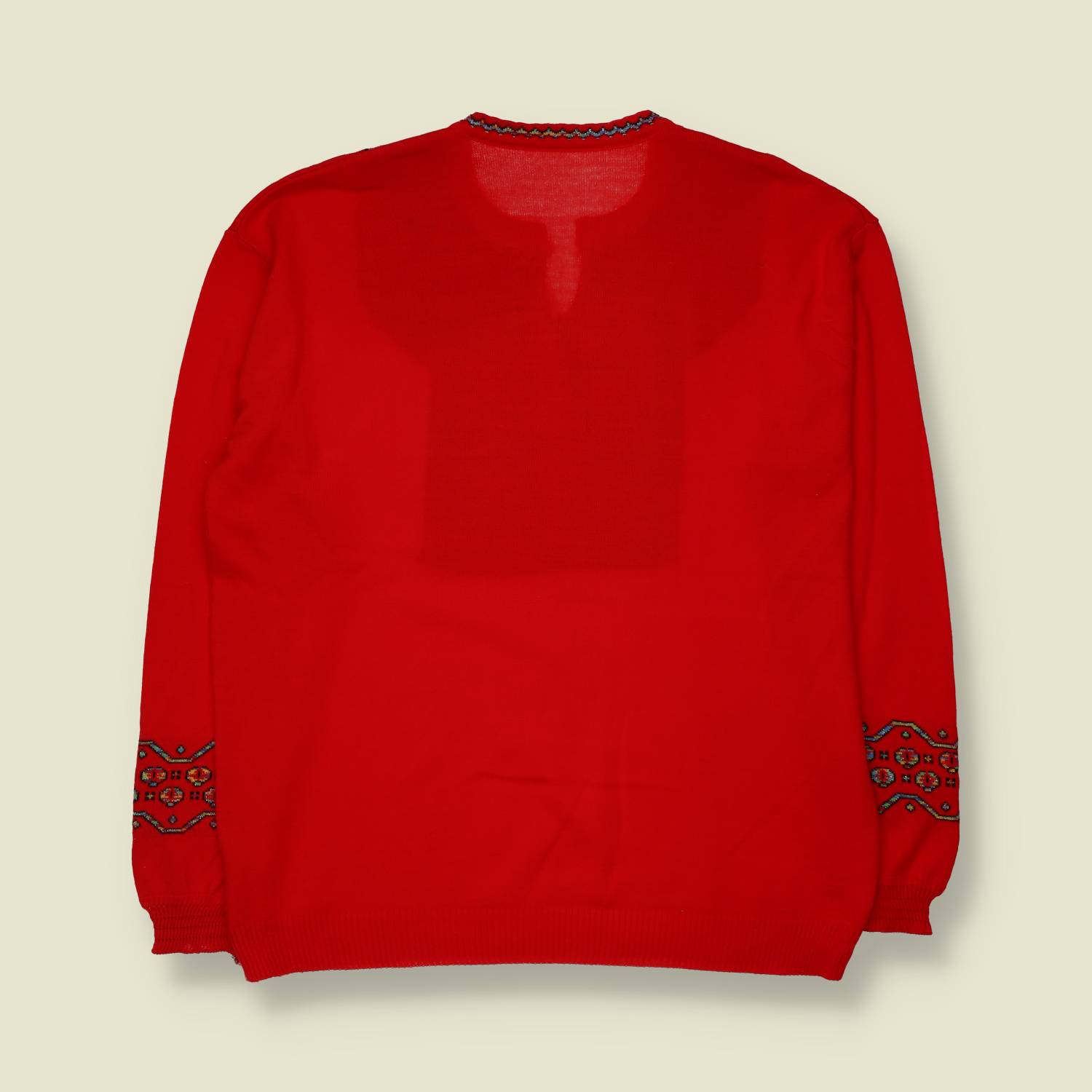 1970s | Embroidered Folk Jumper | Red - 16