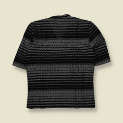 1970s | Metallic Zigzag Knit Top | Black & Silver - 6