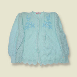 1970s | Simon | Textured Knit Cardigan | Mint - 12