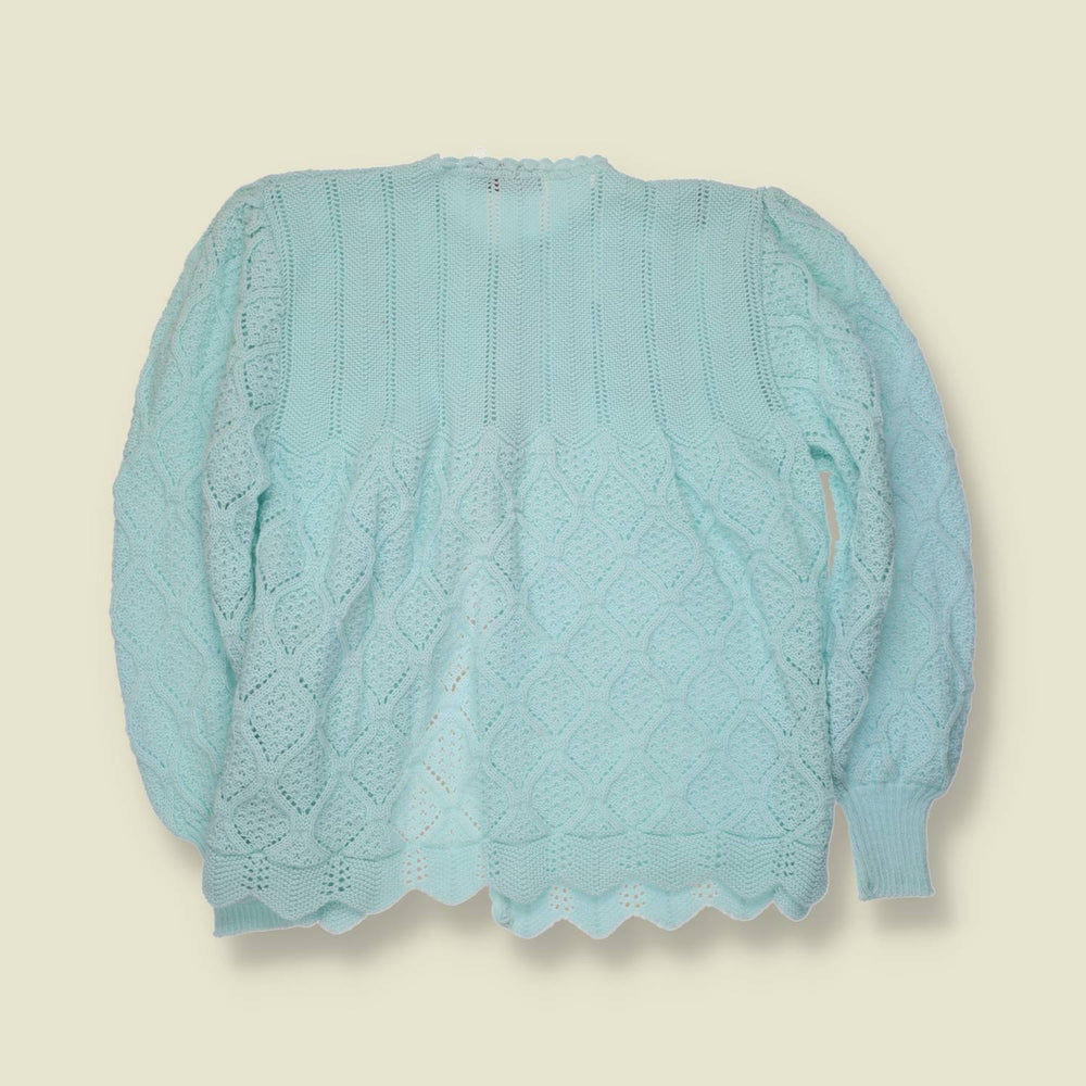 1970s | Simon | Textured Knit Cardigan | Mint - 12