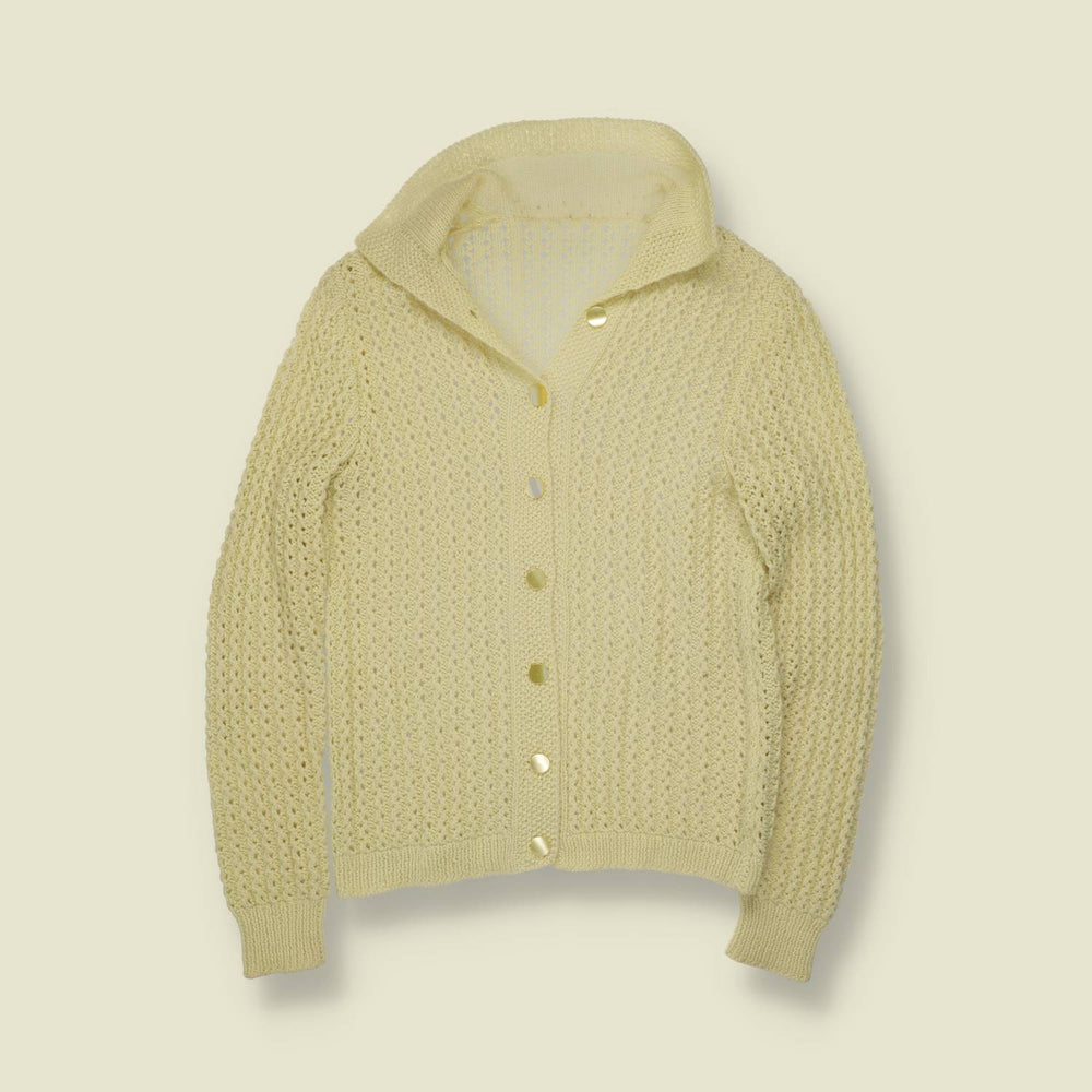 1960s | Crochet Knit Cardigan | Cream - 10