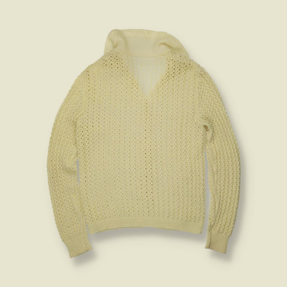 1960s | Crochet Knit Cardigan | Cream - 10