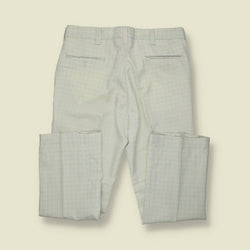 1970s | Dickies | Polyester Check Trousers | Made in USA | Pale Green / Cream – w34-36