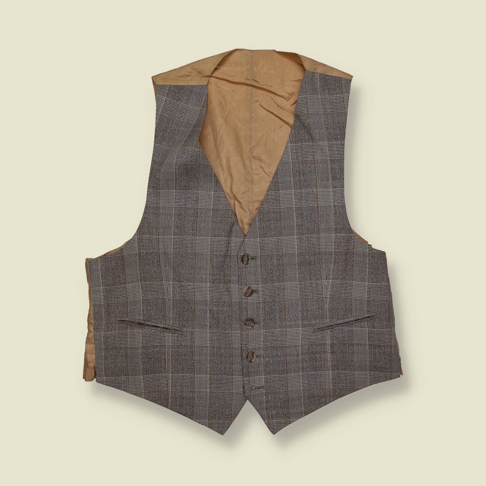 1980s | Check | Tailored Waistcoat – M