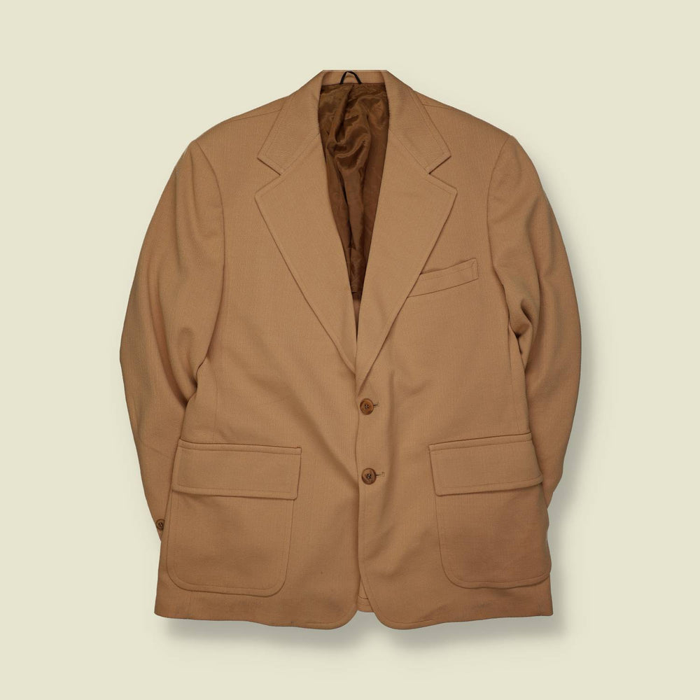 1970s | Unbranded | Tailored Blazer Jacket | Tan Wool – L