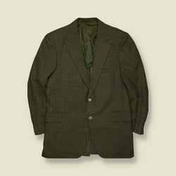 1960s / 1970s | Capital Cloth | Check Tailored Blazer Jacket | Green & Brown Wool – L