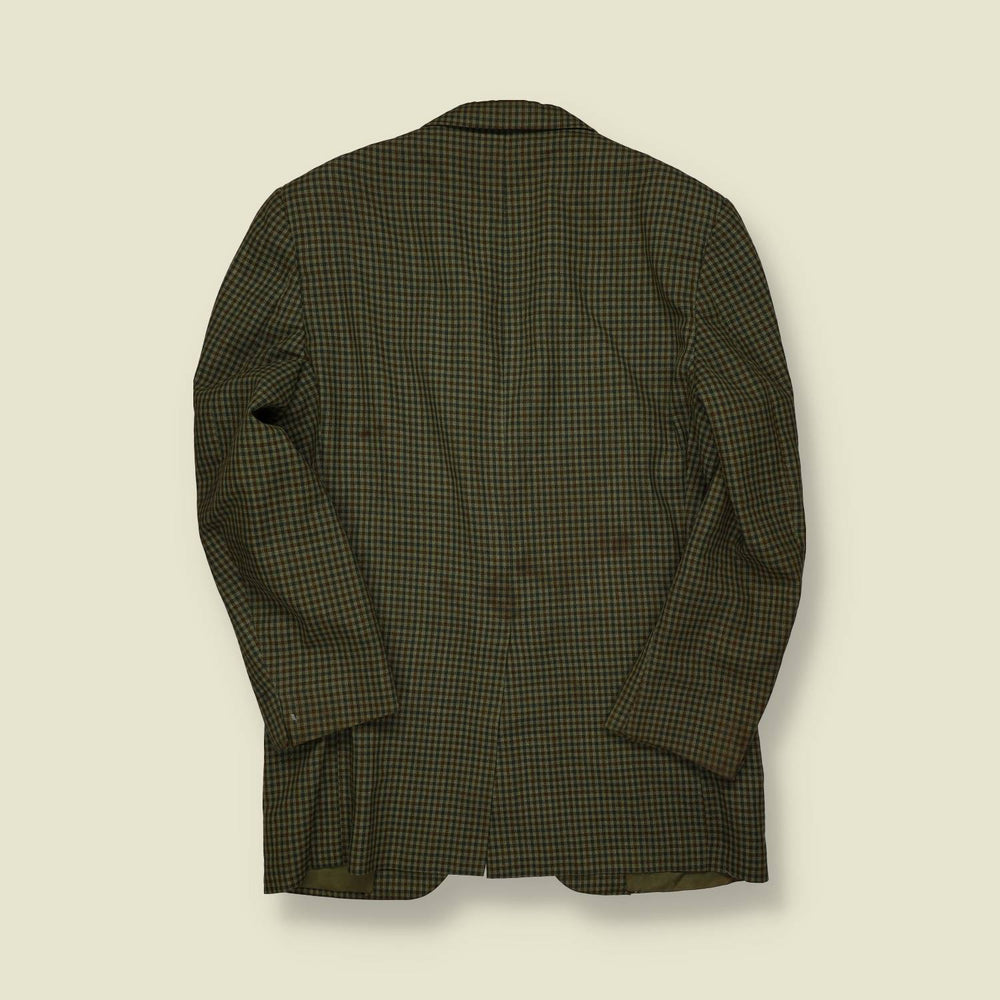 1960s / 1970s | Capital Cloth | Check Tailored Blazer Jacket | Green & Brown Wool – L