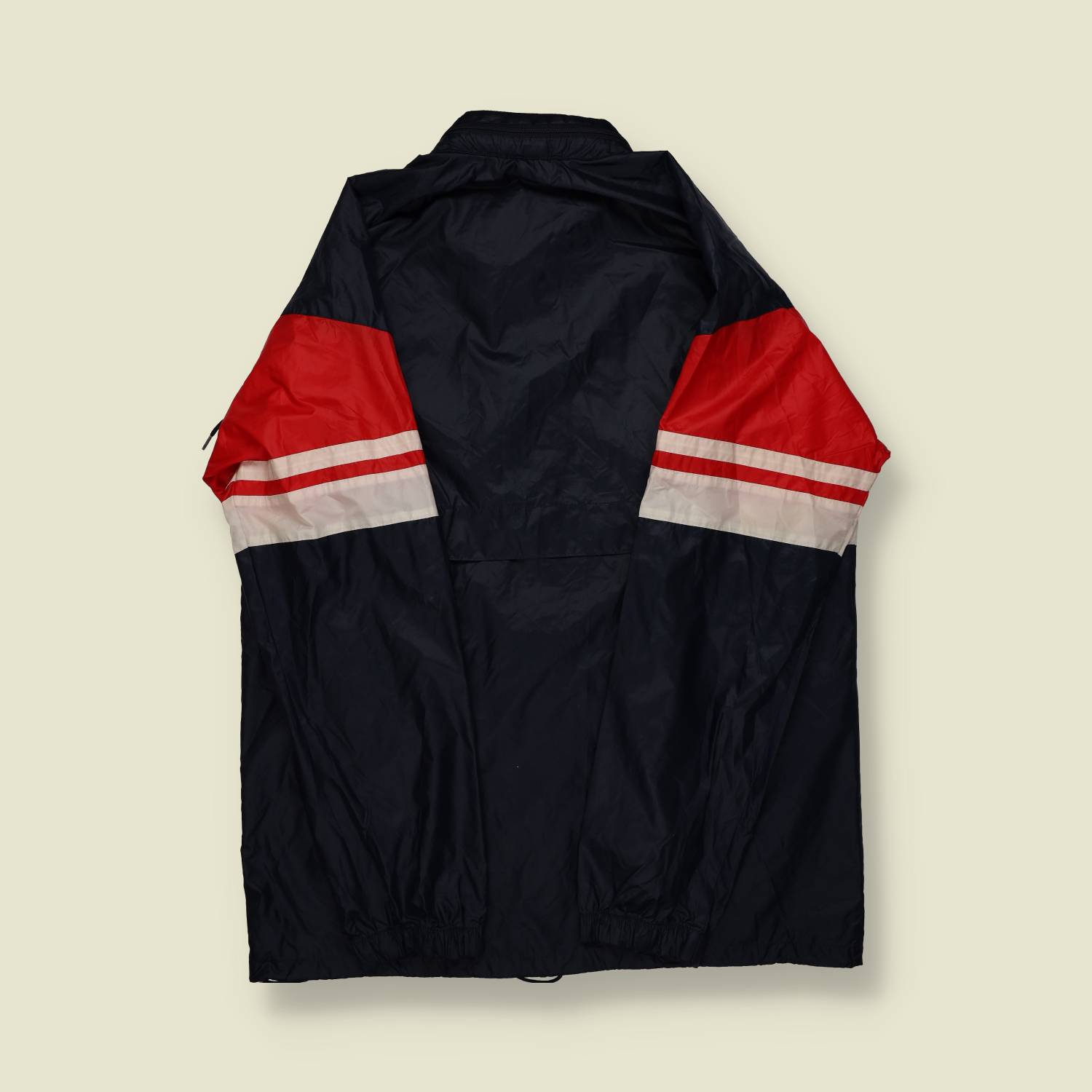 1980s | Adidas |  Windbreaker| Black with Red & White Chevron – XL