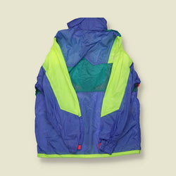 1980s | Unbranded | Colour Block Windbreaker Jacket | Neon Multi – XL