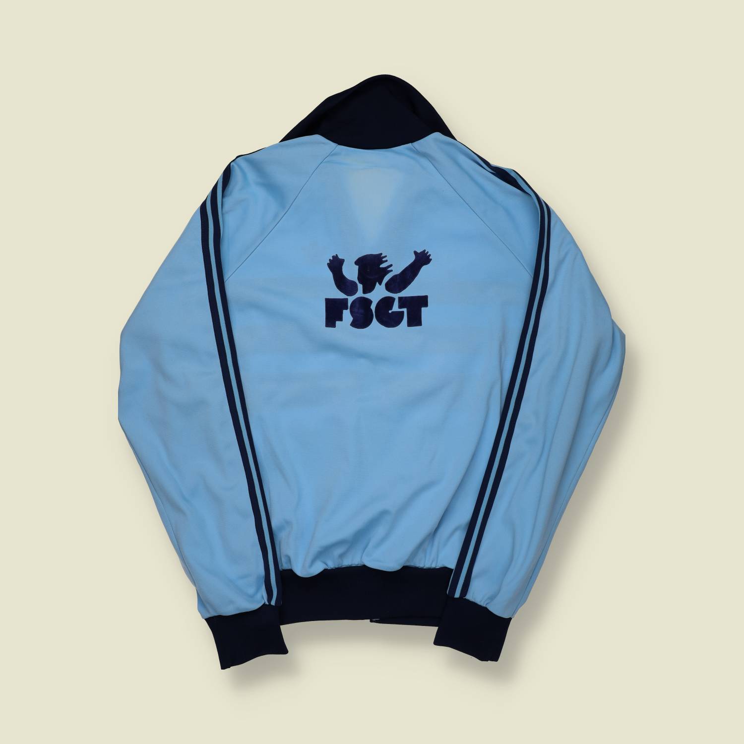 1970s | Adidas | Made in France | Track Jacket | Light Blue / Navy – M