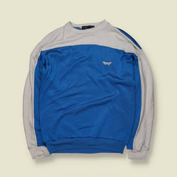 1970s–80s | Emporio Armani | Polyester Crewneck Sweatshirt | Blue / Grey – L/XL