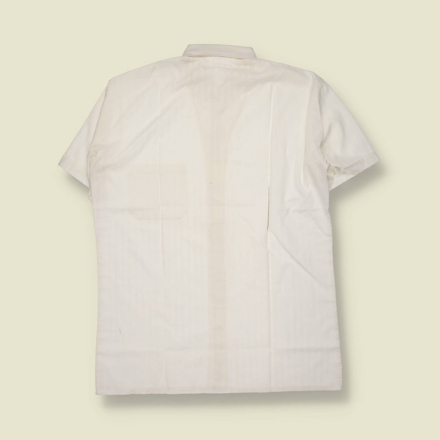 1970s | Sanfor | Short Sleeve Dress Shirt | White – L