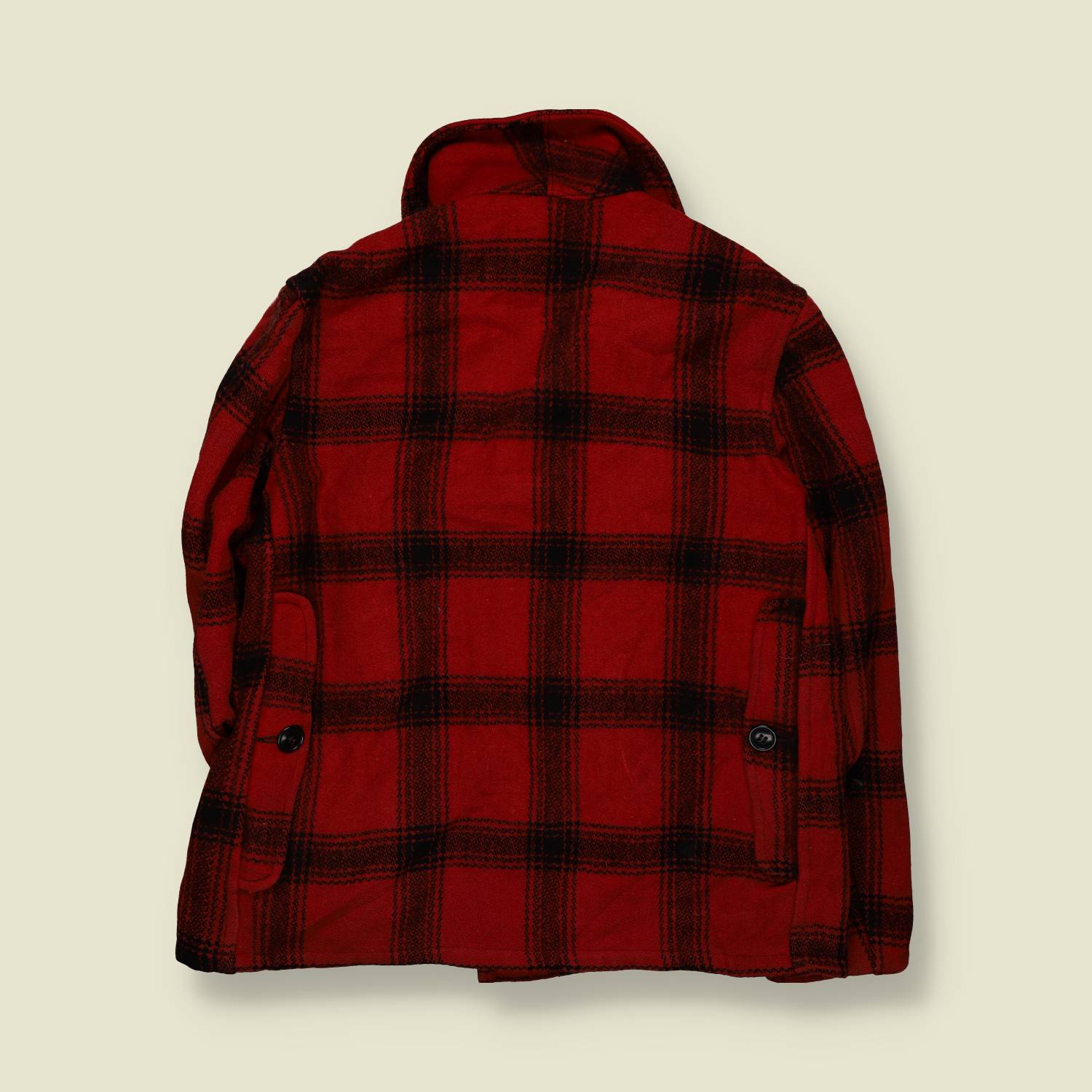 1940s–1950s | Unbranded | Mackinaw Wool Coat | Buffalo Plaid – L