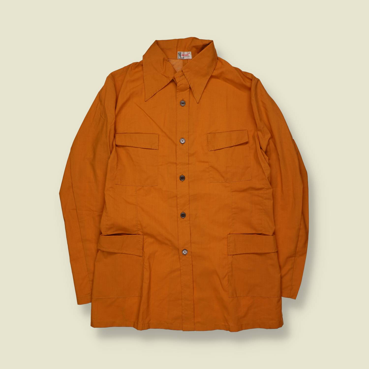 1970s | European Leisurewear | Lightweight Safari Shirt Jacket | Burnt Orange – M