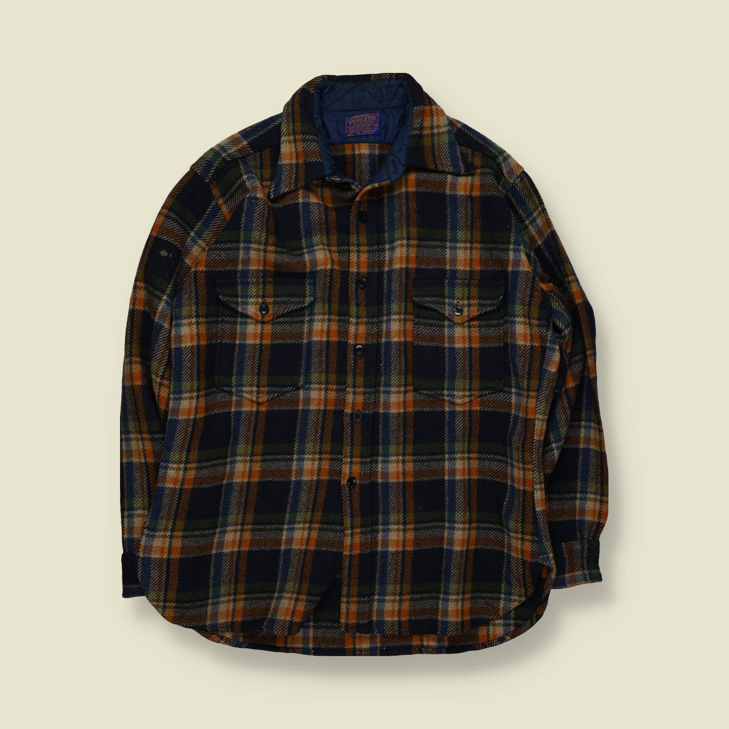 1970s | Pendleton | Heavyweight Wool Flannel Shirt | Plaid – L