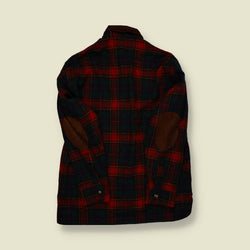 1970s-80s | Woolrich | Wool Flannel Shirt | Leather Collar & Elbow Patches | Plaid – M