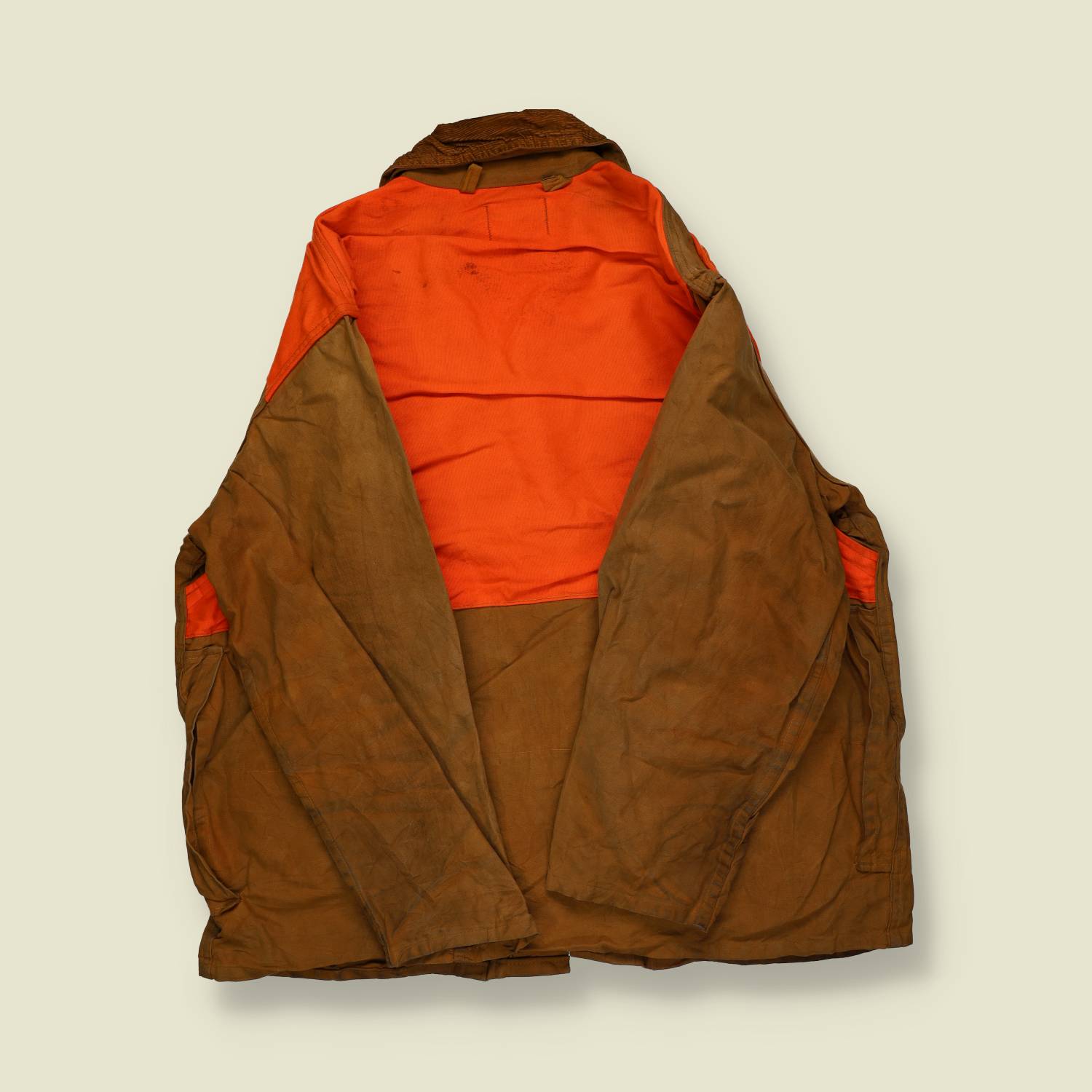 1970s | Safbak | Canvas Hunting Jacket with Blaze Orange Panels | Brown/Orange – XL