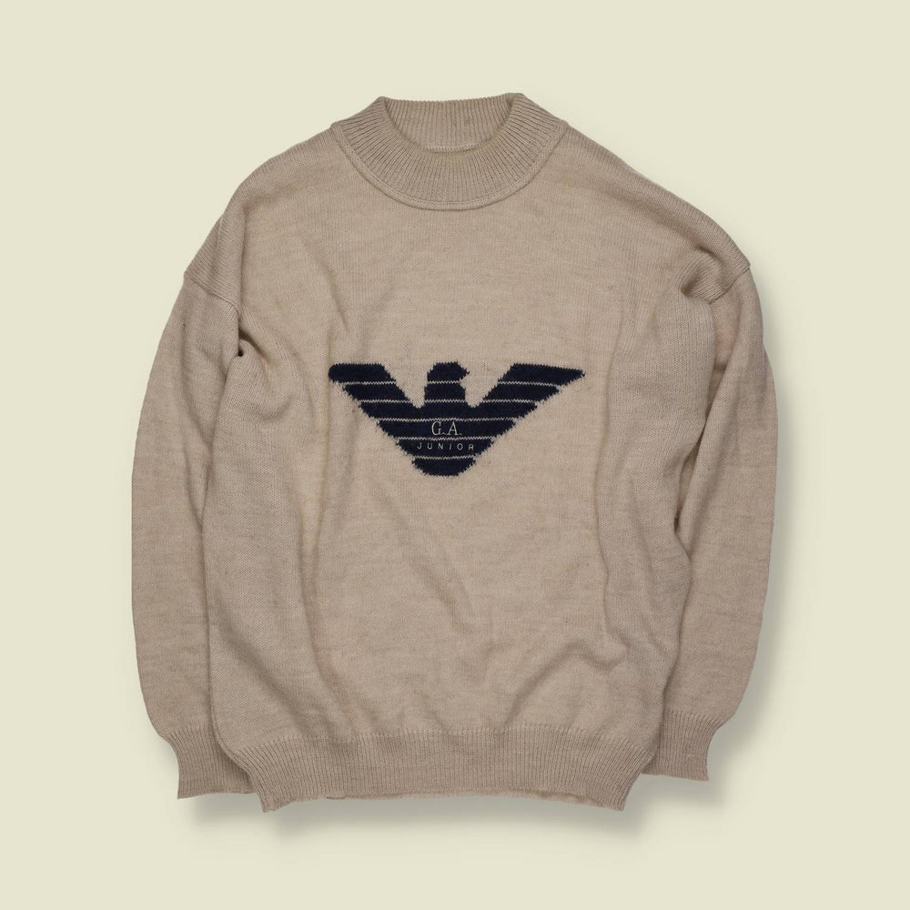 1990s | Armani Junior | Wool Knit Jumper | Oatmeal – M