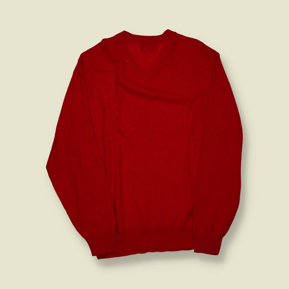 1980s | Allan Sully | Cashmere V-Neck Jumper | Red – M