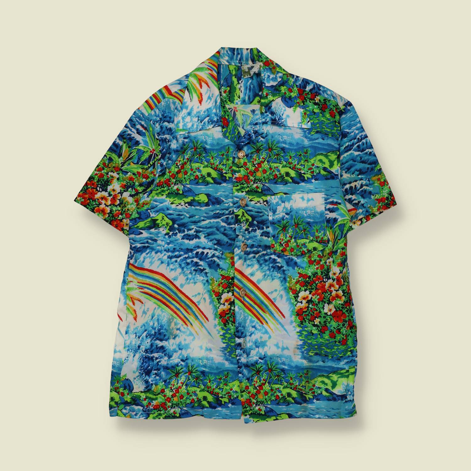 1970s | Hawaiian Shirt | Scenic Print – XS/S