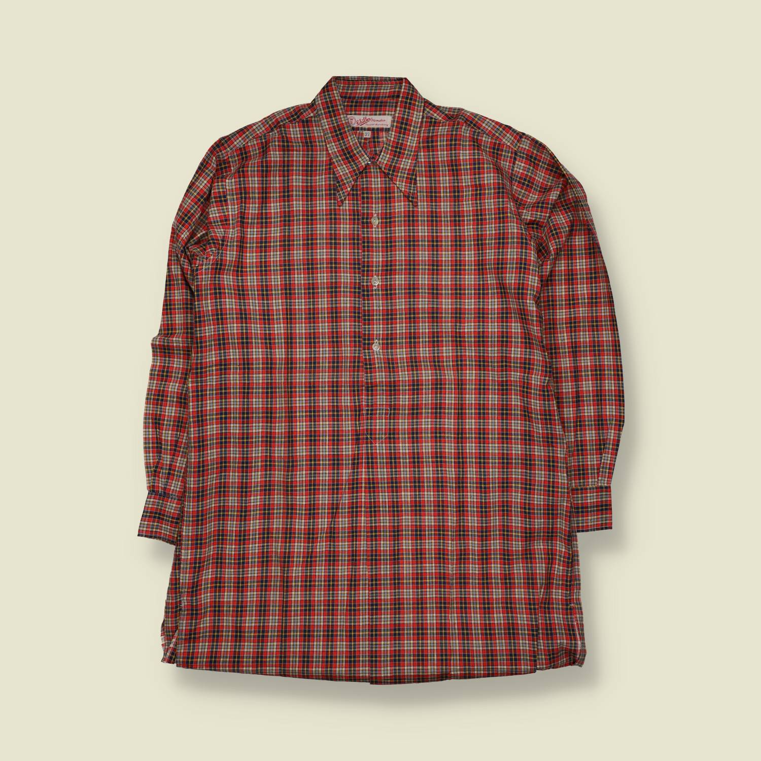 1970s | Unbranded | Cotton Bed Shirt | Tartan Check – L/XL