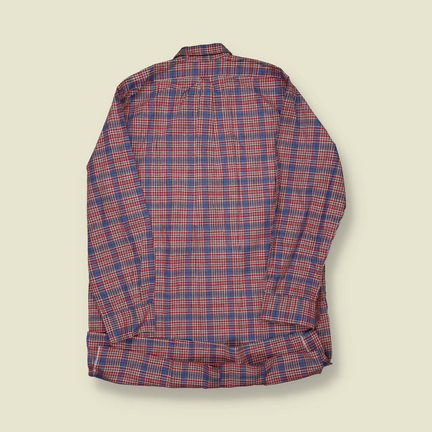 1970s | Unbranded | Cotton Blend Bed Shirt | Tartan Check – L