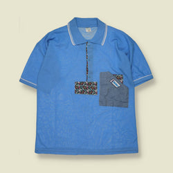 1970s / 1980s | Bengi | Contrast Pocket Polo Shirt | Sky Blue – S