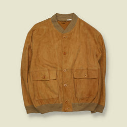 1970s | Suede Leather Cardigan Jacket | Tobacco Brown – XL