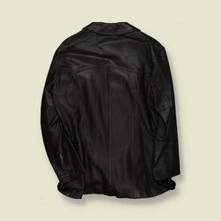 1970s | Leather Blazer Jacket | Dark Brown – XL