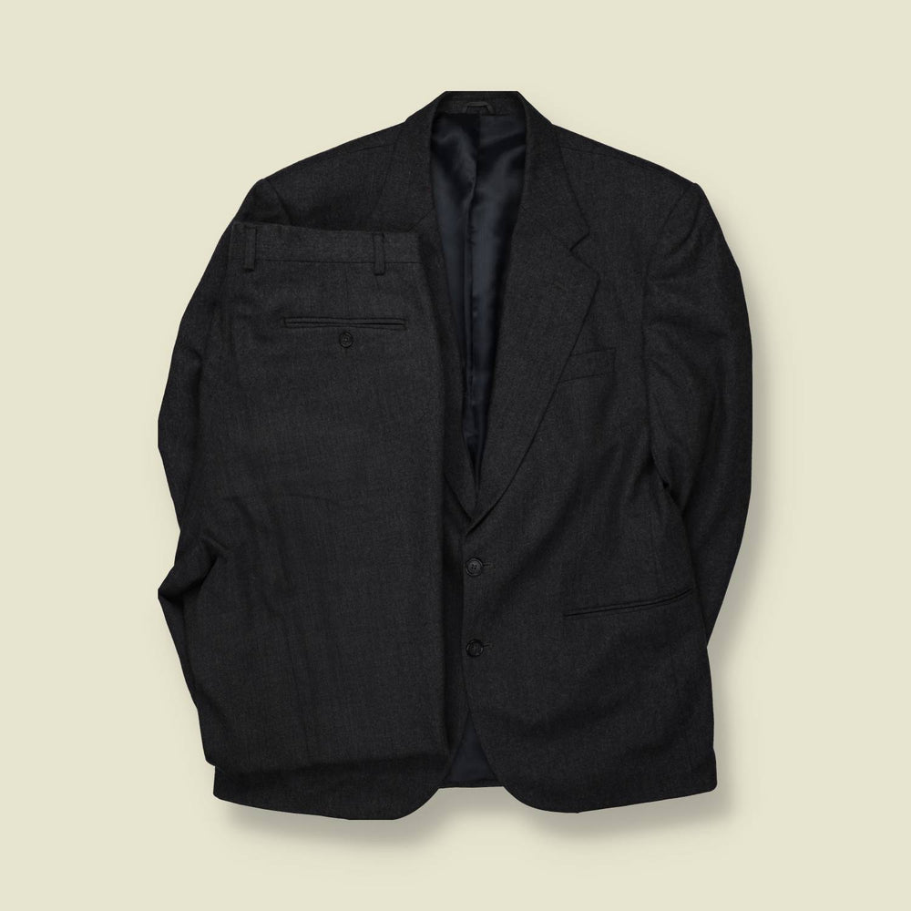 1980s | Two-Piece Suit | Charcoal Grey - L