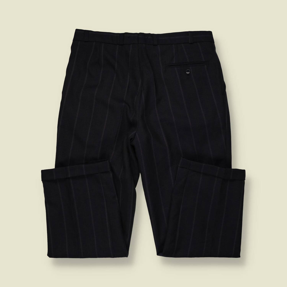 1980s | Three-Button Suit | Grey Pinstripe - M
