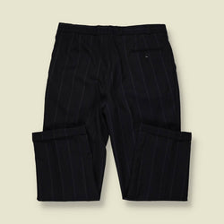 1980s | Three-Button Suit | Grey Pinstripe - M