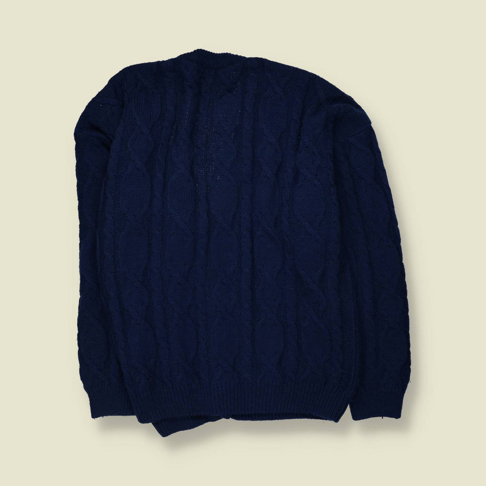 1980s | Cardigan | Navy - XXL