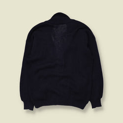 1980s | Wool Acrylic Blend | Shawl Collar Cardigan | Navy - M