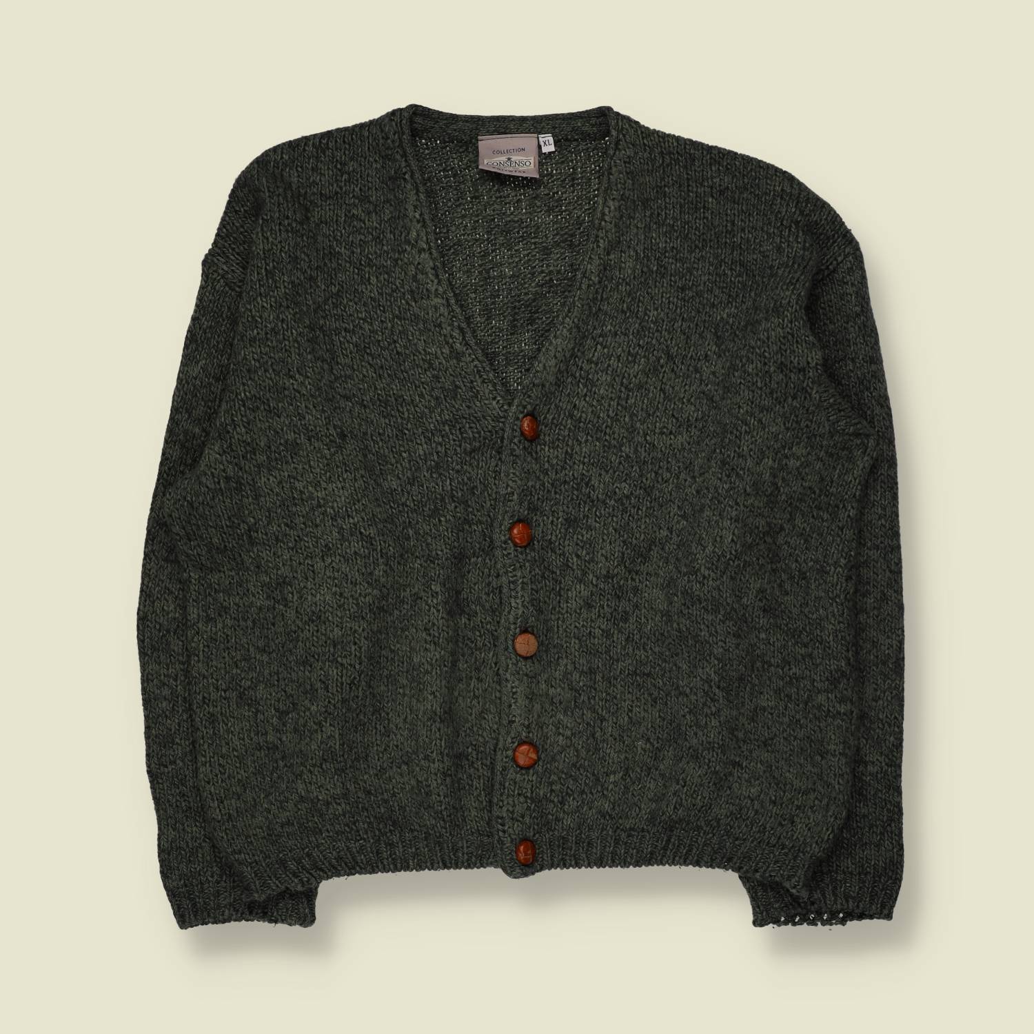 1980s | Consenso | Cardigan | Green -  3XL