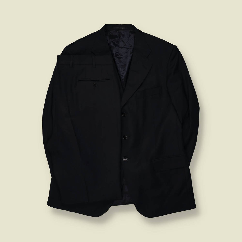 1990s | Three-Button Suit | Black - L