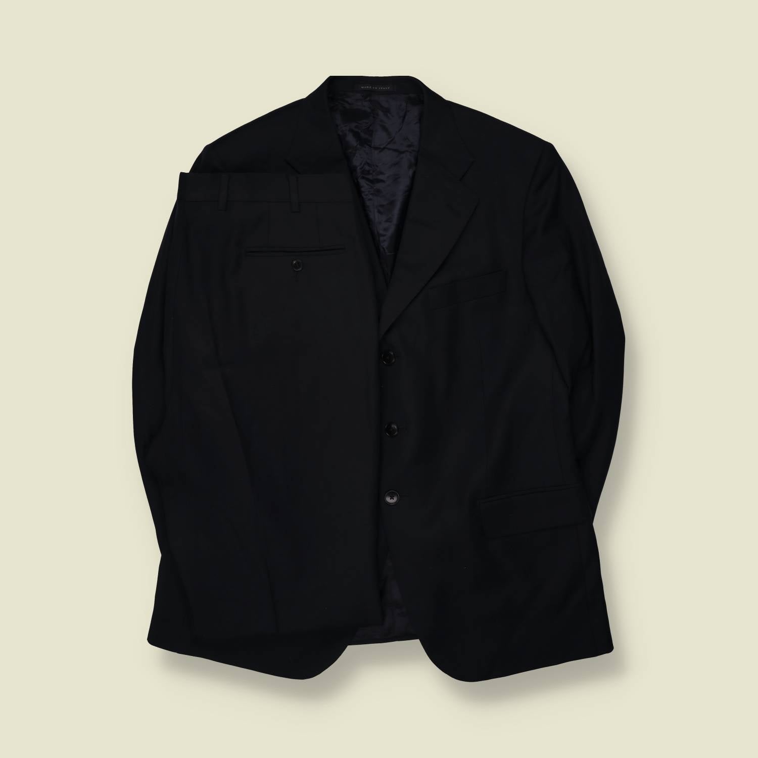 1990s | Three-Button Suit | Black - L
